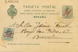 Sobre EP9. 1917. 5 Cts Verde Sobre Tarjeta Entero Postal De LARACHE A BARCELONA, Con Franqueo Complementario De 5 Cts Ve - Sonstige & Ohne Zuordnung