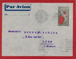 Entier Postale Lettre Madagascar Maintirano Pour Lyon Poste Aérienne - Storia Postale