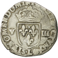 Monnaie, France, Henri IV, 1/8 Ecu, 1596, Bayonne, TB+, Argent, Sombart:4688 - 1589-1610 Enrique IV