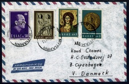 RB 1188 - Attractive 1964 Cover - Mytilini Mytilene Greece 5 Dr Rate To Denmark - Covers & Documents