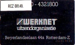 TELEFOONKAART LANDIS&GYR  NEDERLAND * WERKNET RCZ-001.49 * R'DAM BEYERLANDSELAAN OPLAGE 300  * Cat.w. 500,00 - Privé