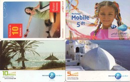 LOTE DE 4 TARJETAS TELEFONICAS DE TUNEZ (PREPAGO) (083) - Tunisie