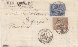 FRANCE -  LETTRE CREDIT LYONNAIS LYON 7 AVRIL 79  POUR ORANGE VAUCLUSE  / 3 - 1877-1920: Semi Modern Period