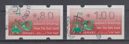 ISRAEL 1992 SIMA ATM CHRISTMAS SEASON'S GREETINGS FROM THE HOLY LAND 0.80 1 SHEKELS CANCELLED - Vignettes D'affranchissement (Frama)