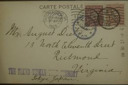 O) 1905 JAPAN, CRANE SCOTT A26, THE TOKIO TSUKIJI THE FOUNDRY-TACOMA- CHIMOND, COVER TO VIRGINIA. XF - Briefe U. Dokumente