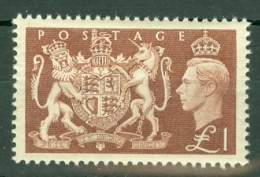 G.B.: 1951   KGVI - St George And Dragon   SG512   £1    MNH - Nuovi
