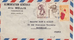 LETTRE MAGAGASCAR. 5 8 53. PAR AVION. TANANARIVE POUR LA FRANCE - Lettres & Documents