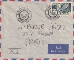 LETTRE MAGAGASCAR. 30 10 56. PAR AVION. TANANARIVE RP POUR LA FRANCE - Lettres & Documents