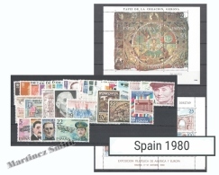 Complete Year Set Spain 1980 - 29 Values + 2 BF - Yv. 2204-2232 / Ed. 2558-2598, MNH - Ganze Jahrgänge
