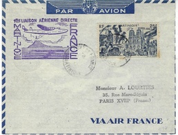 1947- Enveloppe Affr. 25 F P A  Du Tchad Au Rhin " 1ère Liaison Aérienne Directe Martinique / France - Covers & Documents