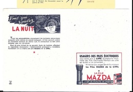 BUVARD  Marque  La  Pile  MAZDA, Vous  Qui  Roulez  La  Nuit - Collections, Lots & Series