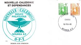 NOUVELLE CALEDONIE - FDC De 1985 N° 493 Et 494 - Brieven En Documenten