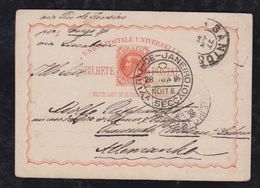 Brazil Brasil 1888 BP 10 80R Dom Pedro Stationery Card SANTOS To Germany - Interi Postali