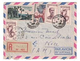 1956 - LETTRE RECOMMANDÉE De TULEAR MADAGASCAR Pour NICE FRANCE TIMBRE POSTE AERIENNE LYAUTEY PECHEUR - Lettres & Documents