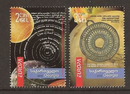 GEORGIA - L'EUROPE 2009 – SUJETS : “ASTRONOMIE”.- SERIE De 2 TIMBRES DENTELÉE - 2009