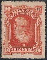 BRAZIL - EMPIRE: EMPEROR DOM PEDRO II WHITE BEARD (10 RÉIS, RED) 1877 - NEW NO GUM - Nuevos