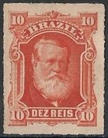 BRAZIL - EMPIRE: EMPEROR DOM PEDRO II WHITE BEARD (10 RÉIS, RED) 1877 - NEW NO GUM - Ungebraucht