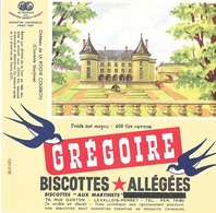 Buvard  Marque  Alimentaire  Biscottes  GREGOIRE  Château  De  LA  ROCHE  COURBON  ( 06 ) - Collections, Lots & Series