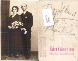 557411,Foto-AK Hochzeit Hochzeitspaar Liebe Frau Blumen Pub Karl Fasching Wien Florid - Noces