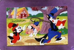 Delcampe - WALT DISNEY Les Trois Petits Cochons Et Le Grand Méchant Loup Carte D'invitation - Disneyworld
