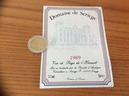 Etiquette « VIN DE PAYS DE L’HÉRAULT - Domaine De Seriege - Famille D’Andogue - Cruzy (34)» 1989 - Languedoc-Roussillon