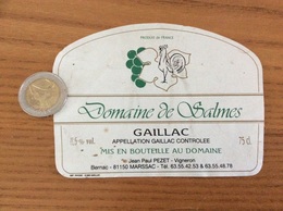 Etiquette De Vin «GAILLAC - Domaine De Salmes - Jean Paul PEZET MARSSAC (81)» (coq) - Gaillac