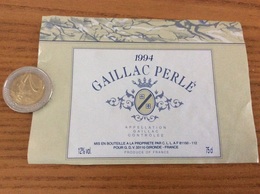Etiquette De Vin «GAILLAC PERLÉ - CLL MARSSAC (81)» 1994 - Gaillac