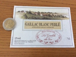 Etiquette De Vin «GAILLAC BLANC PERLÉ - CLL MARSSAC (81)» - Gaillac