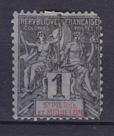 St. Pierre & Miquelon 1892 Mi. 46    1c. Allegorie MH* - Unused Stamps