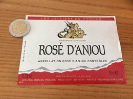 Etiquette De Vin «Rosé D’Anjou - LES CELLIERS DU PRIEURÉ - ST Georges-sur Loire (49)» Type 3 - Rosés