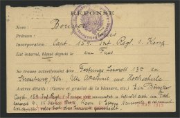 REPLY CARD TO RED CROSS ABOUT WOUNDED P.O.W. - Prisoners