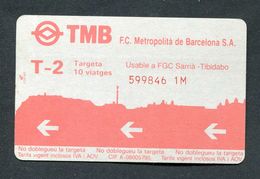 Ticket De Métro De Barcelone "TMB F.C. Metropolita De Barcelona S.A. - Billet De Transport - Europe