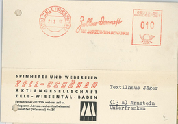 Zell Wiesental Zeller Damast Seit Jahrzehnten Bewährt 21.2.1957 Nach Arnstein - Other & Unclassified