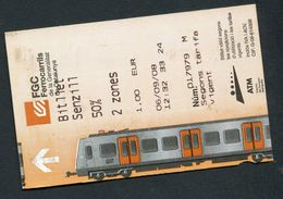 Ticket De Train De Barcelone "FGC Ferrocarrils" Billet De Transport - Europe