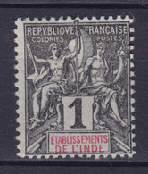 French India 1892 Mi. 1    1c. Allegorie MNG - Neufs