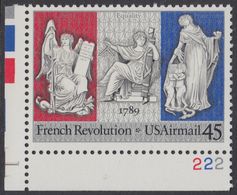 !a! USA Sc# C120 MNH SINGLE From Lower Left Corner W/ Plate-# (LL/222) - French Revolution - 3b. 1961-... Nuovi