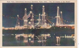 Oklahoma Tulsa Night View International Petroleum Exposition Curteich - Tulsa