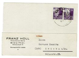 DDR-Karte Mit Mi.Nr.213 Stempel Greiz ( 07.6.50) Nach Zwickau - Other & Unclassified