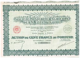 Action Ancienne - Sté Minière Et Agricole De La Côte D'Ivoire - Titre De 1929 - - Sonstige & Ohne Zuordnung