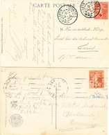 012/26 -2 Cartes Avec TP Semeuse Camée 10 C + 5 C CROIX ROUGE ( 1 X Millésime 4 Pour 1914 ) Circulées En 1915 - 1906-38 Sower - Cameo