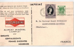 HONG KONG Cp Pour La France 1953 PLASMARINE - Brieven En Documenten