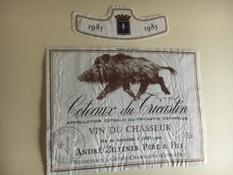 5681 - Vin Du Chasseur 1985 Côteaux Du Tricastin Sanglier état Moyen - Jagd