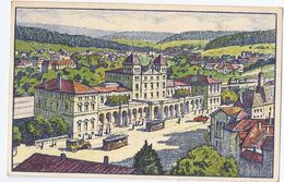 WINTERTHUR: Künstler-AK Bahnhofbuffet Gebr. Witzig, Strassenbahnen 1927 - Winterthur
