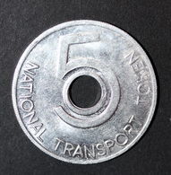 Jeton De Nécessité 5 Pence Transport Britannique Ticket De Bus Et Métro "5 - National Transport Token" - Profesionales/De Sociedad