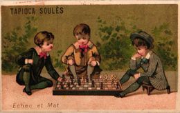 1 TRADE Card  Chromo CHESS ECHECS SCHACH   ECHEC Litho C1900 Pub Chromo Litho Champenois Paris - Chess