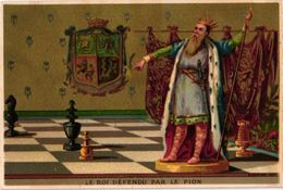 1 Trade Card Chromo  CHESS Game, Jeu D' ECHECS - SCHACH Spiel - Litho  BOGNARD Paris   Le Roi Noir Bien GARDE - Echecs