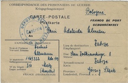 1946- Carte-réponse Du Formulaire Du Dépot De P G N°211 , Contrôlè  ,  Situé à METZ  ( Moselle ) - Campo De Prisioneros