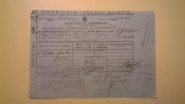 1907 FERROVIE DELLO STATO RICEVUTA REGNO MOLINA-ALFEDENA GRANDE VELOCITA MERCI CASSETTE DI FRUTTA - Europa