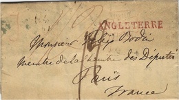 1831- Lettre De Londres Pour Paris ( Adressée à Un Député )- Entrée " ANGLETERRE "  Rouge 44 Mm Taxe 12 D. - 1801-1848: Precursori XIX