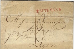 1812- Letter From LEIPZIG To Lyon ( France )  Entr. " HAUTE SAXE  " 38 Mm Red  -rating 13 D - ...-1851 Vorphilatelie